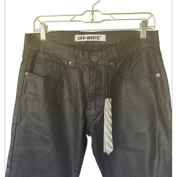 NWT Off-White Virgil Abloh Italy Roses Skinny Jeans Black Coated  $750. Size 30 - Picture 4 of 8